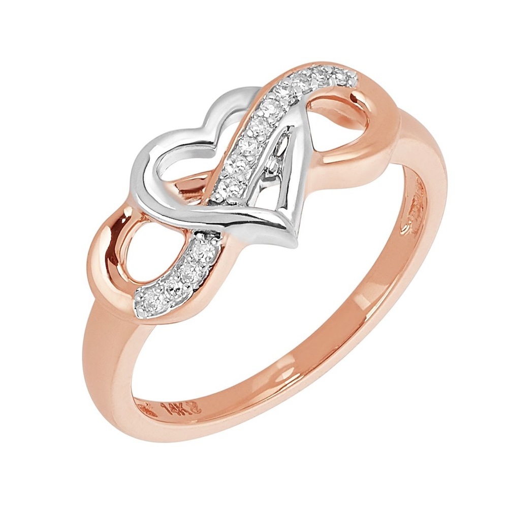 INFINITY LOVE TWO TONE HEART RING SIZE 7 - Picture 2 of 4
